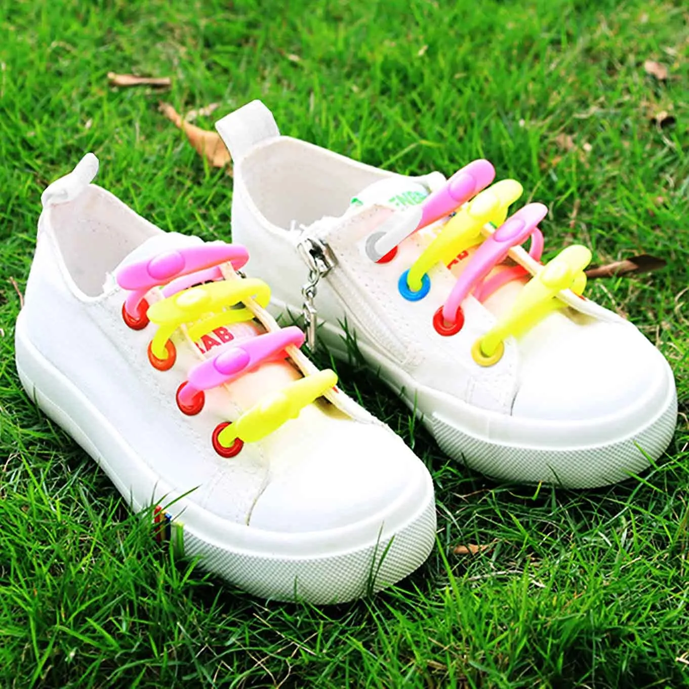 2Pair Elastic No Tie Shoelaces,Sneakers,One Size Fits All Adult Kids Shoes Black grey 2pairs