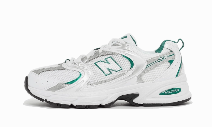 New Balance 530 White Silver Green workout wear