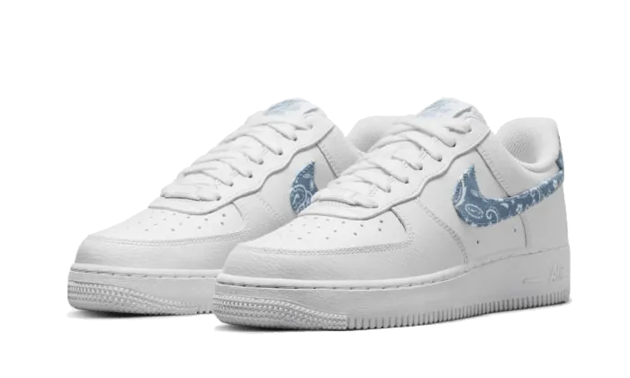 high - rebound shoes Air Force 1 Low '07 Essential White Worn Blue Paisley