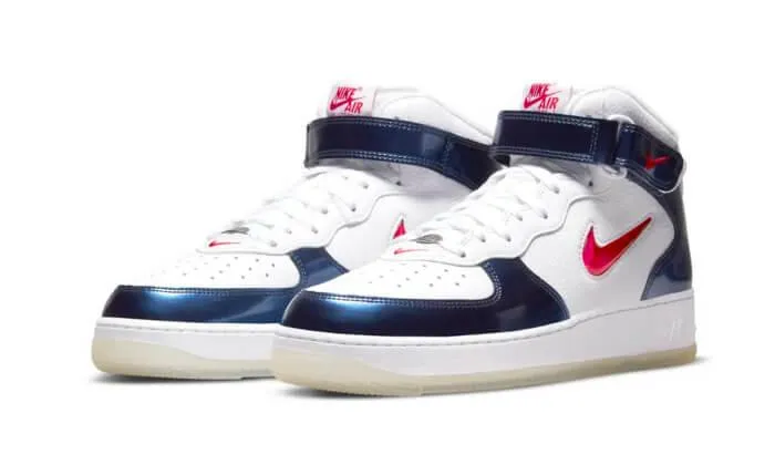 professional athlete shoes Air Force 1 Mid University Red Midnight Navy