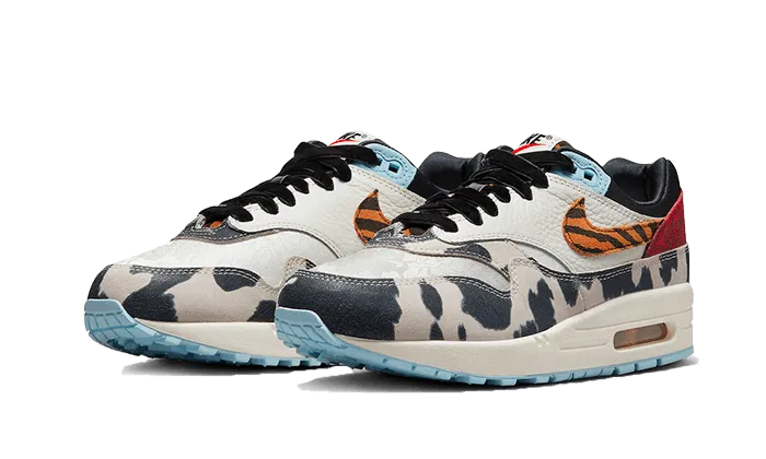 Arch contour Abrasion   Resistant Air Max 1 '87 Tiger Swoosh Cow Print