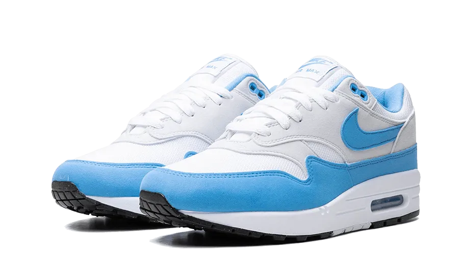 Air Max 1 White University Blue running belts