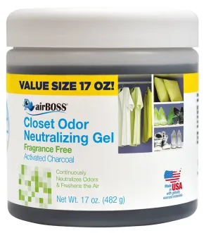 airBOSS 6114.6T Closet Odor Neutralizer, Fragrance Free, 17 oz, Gel, Black :EA: QUANTITY: 1