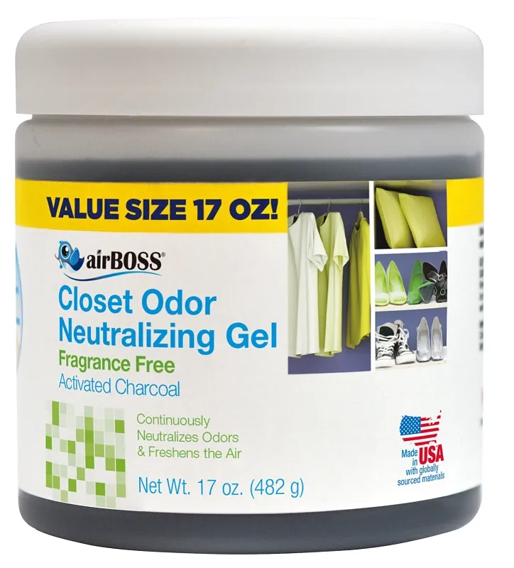 airBOSS 6114.6T Closet Odor Neutralizer, Fragrance Free, 17 oz, Gel, Black :EA: QUANTITY: 1