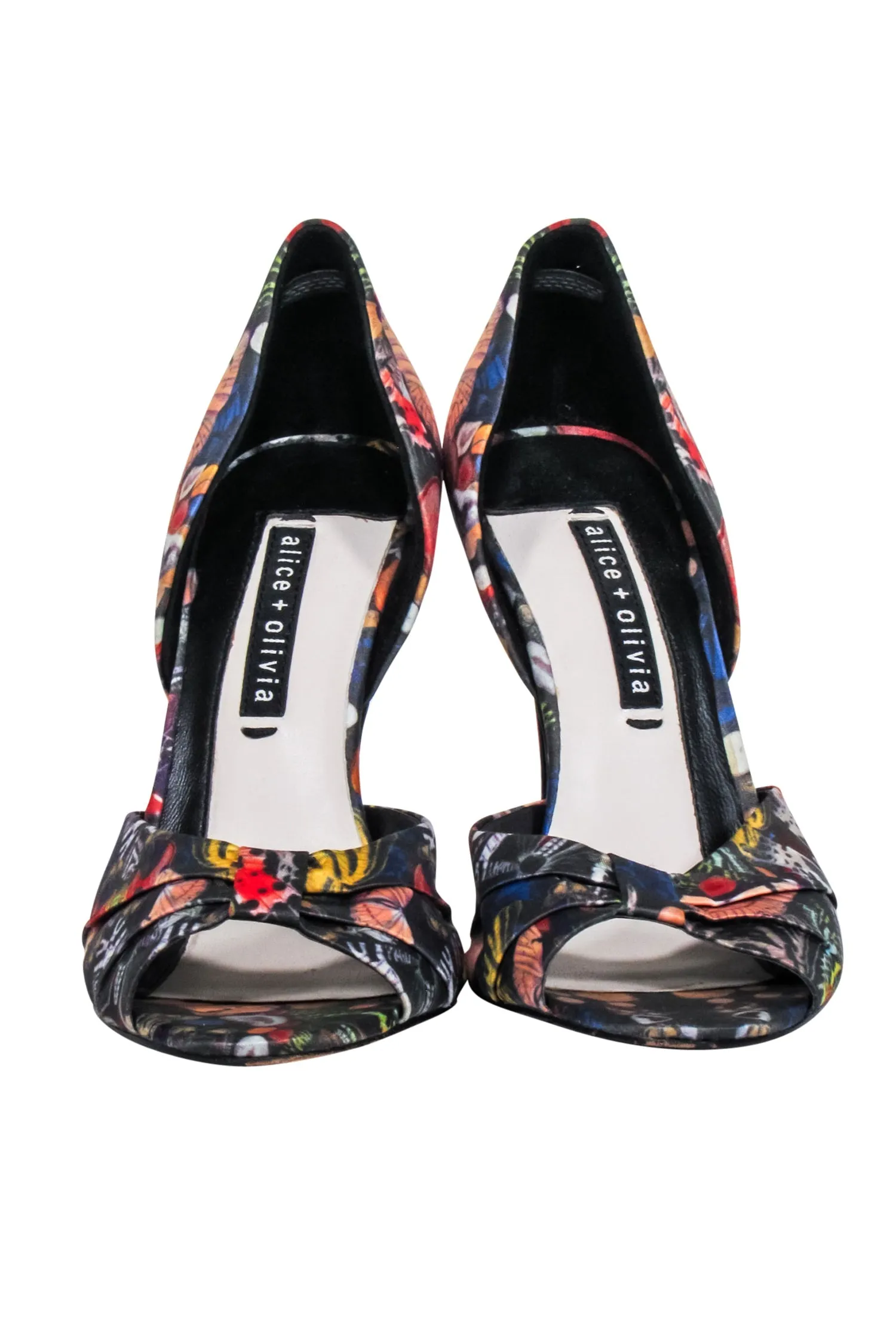 Alice & Olivia - Blue & Multi Color Butterfly Print Open Toe Pumps Sz 9