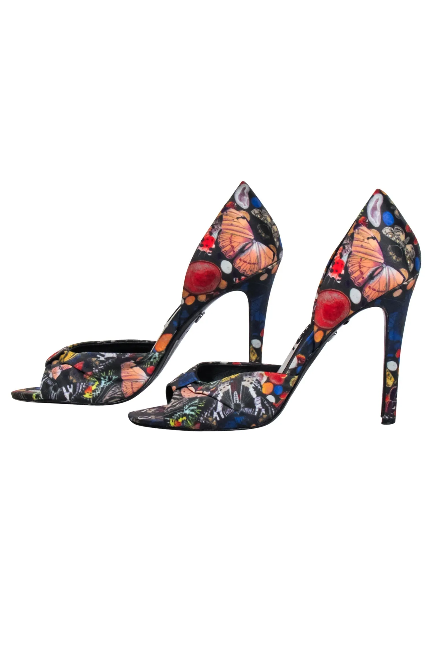 Alice & Olivia - Blue & Multi Color Butterfly Print Open Toe Pumps Sz 9
