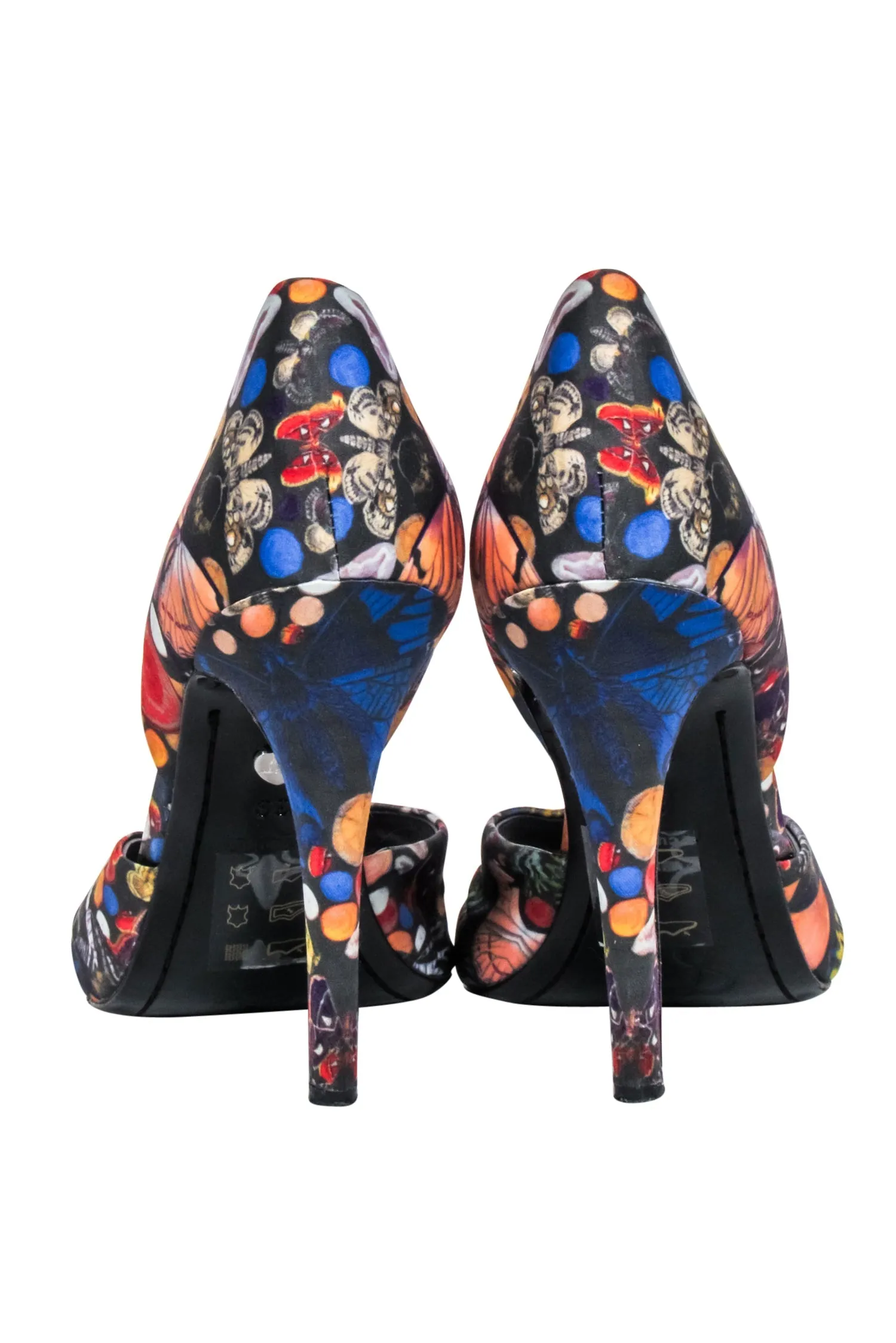 Alice & Olivia - Blue & Multi Color Butterfly Print Open Toe Pumps Sz 9