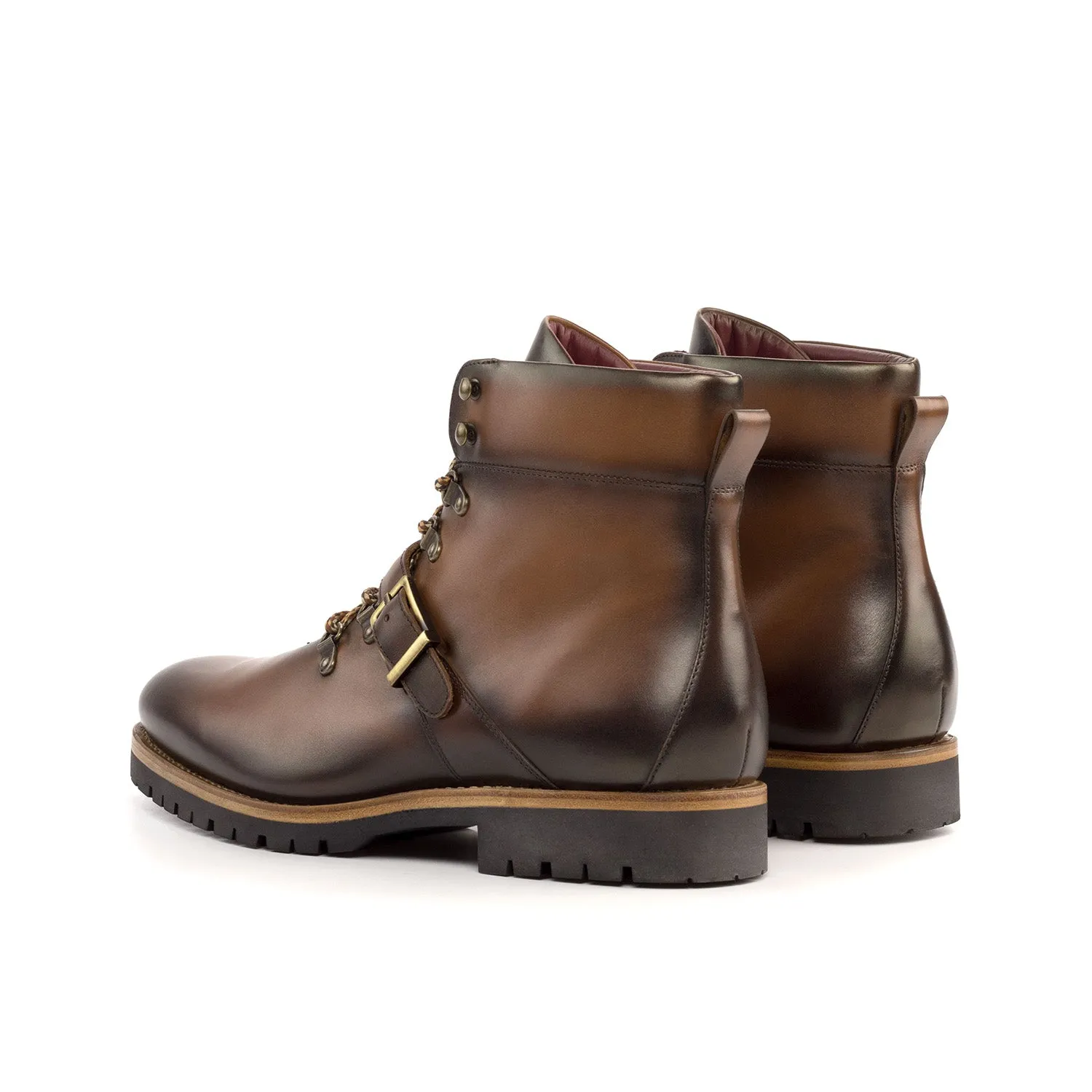 Ambrogio Bespoke Men's Shoes Brown Calf-Skin Leather Hiking Boots (AMB2355)