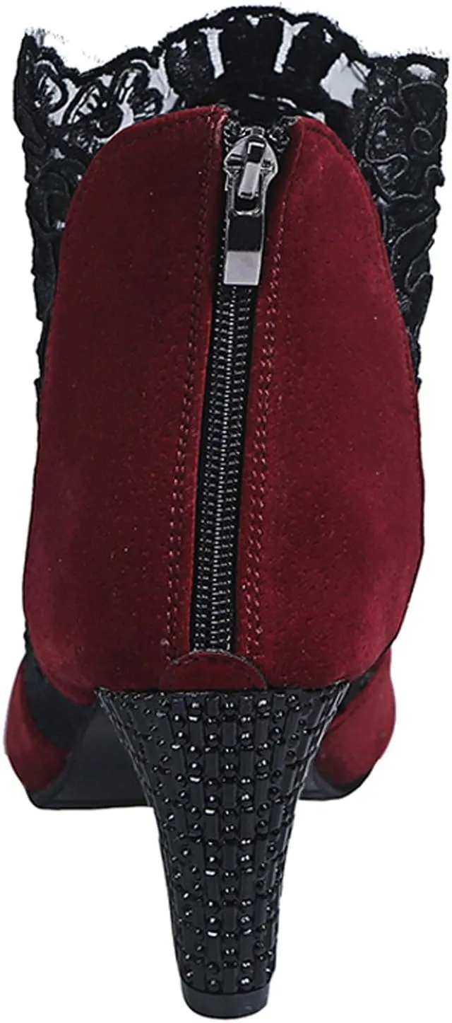 AMDBEL Chunky Heel Boots For Women Dressy Women's Boots Sexy Lace See-Through Boots Casual Breathable Ankle Boots with Heels