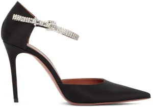 Amina Muaddi Black Satin Ursina 105 Heels