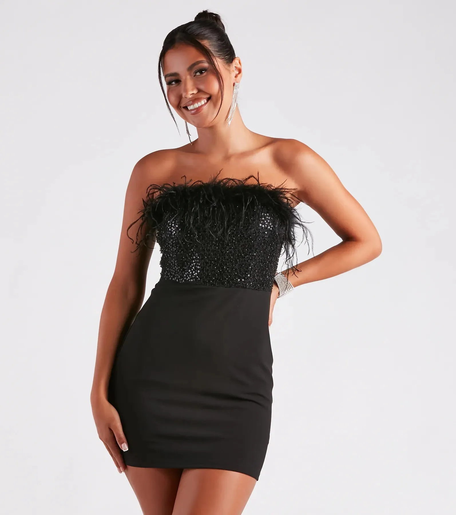 Anabelle Feather Corset Party Dress