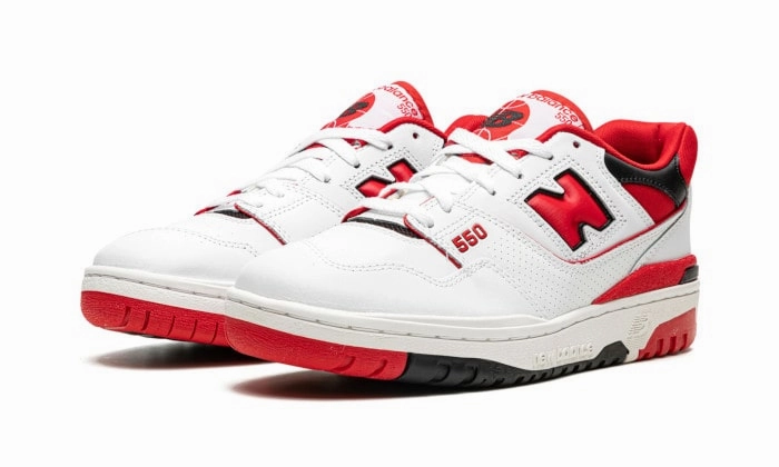 Flattering Fit New Balance 550 White Red