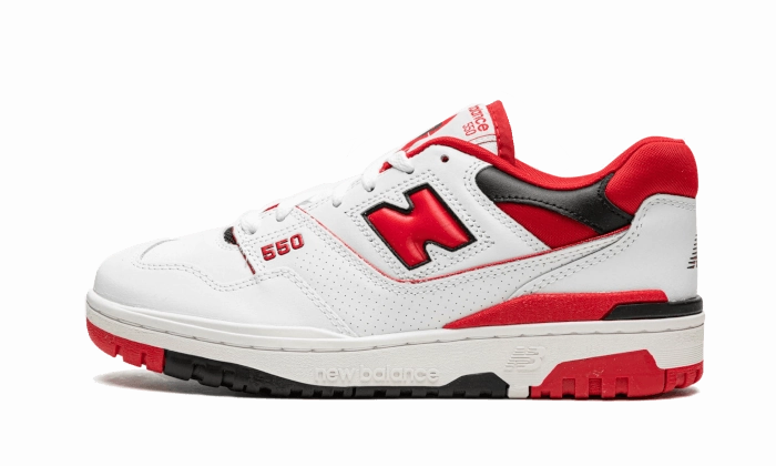 Leather Upper Flexible Fabric New Balance 550 White Red