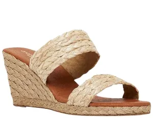 Andre Assous Nolita Beige Woven Rafia Espadrille Wedge Sandal