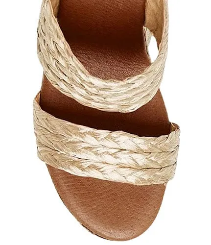 Andre Assous Nolita Beige Woven Rafia Espadrille Wedge Sandal