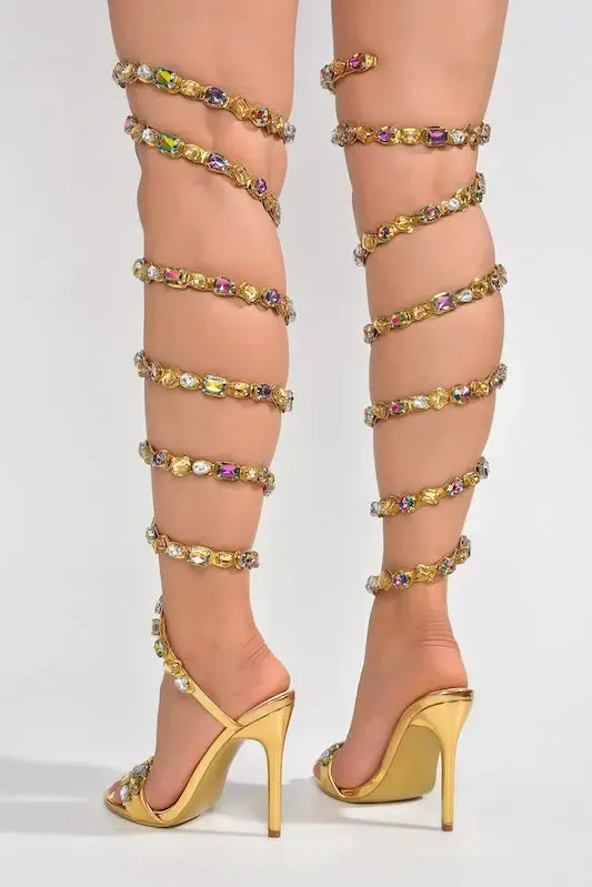 Ankle to Calf Spiral Gem Heel