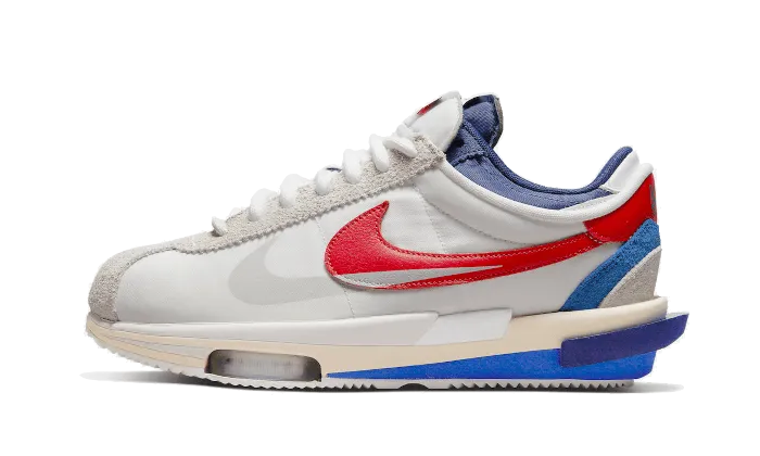 Cortez 4.0 Sacai White University Red Blue narrow - fit running option
