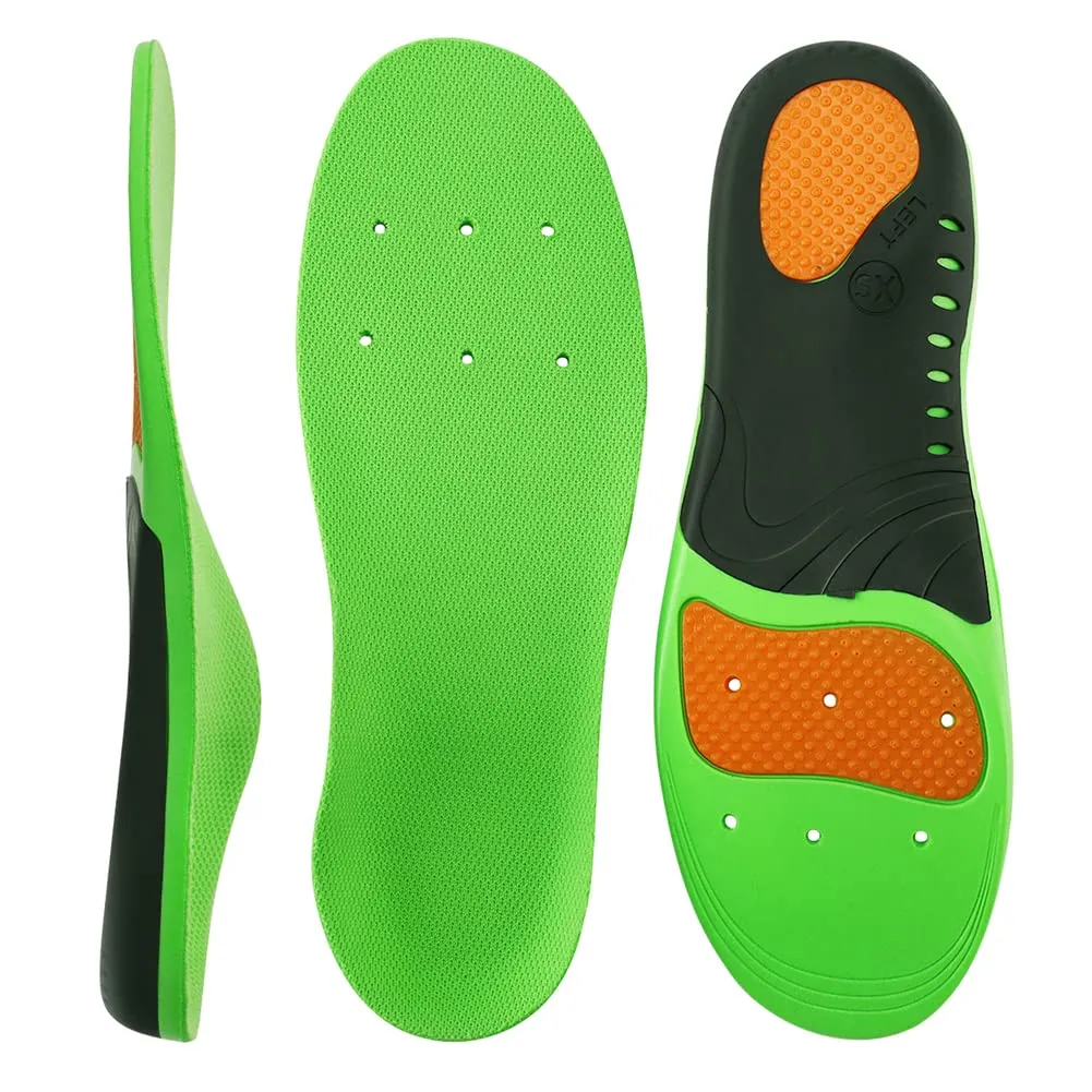Arch Support Insoles for Women and Men, Orthotic Inserts for Plantar Fasciitis,Flat Feet,High Arch Green XS(Mens 4-6 Womens 5-7)