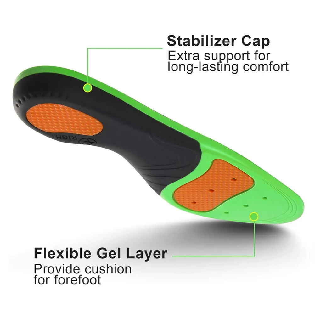 Arch Support Insoles for Women and Men, Orthotic Inserts for Plantar Fasciitis,Flat Feet,High Arch Green XS(Mens 4-6 Womens 5-7)