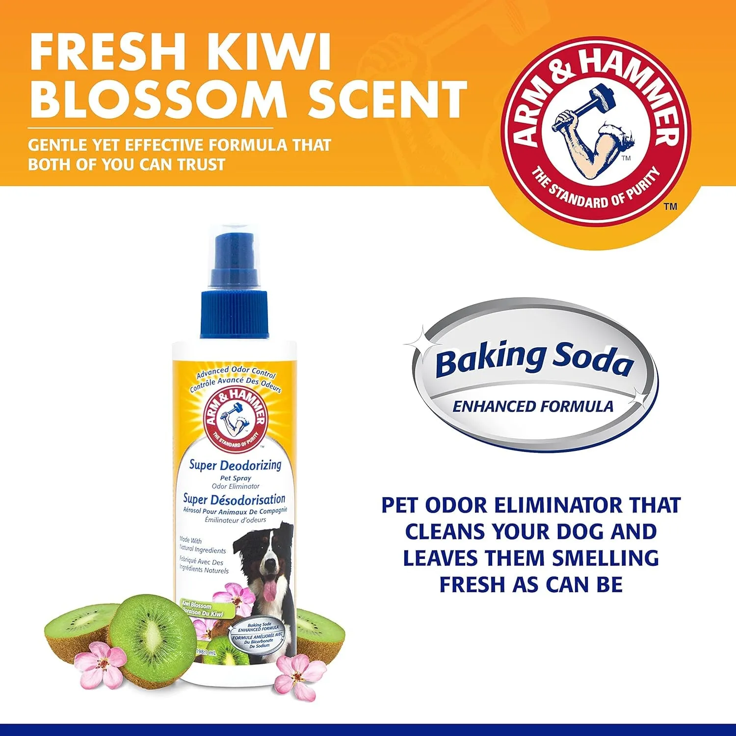 Arm & Hammer for Pets Super Deodorizing Spray for Dogs | Best Odor Eliminating Spray for All Dogs & Puppies | Fresh Kiwi Blossom Scent That Smells Great, 6.7 Ounces-1 Pack (FF9367)