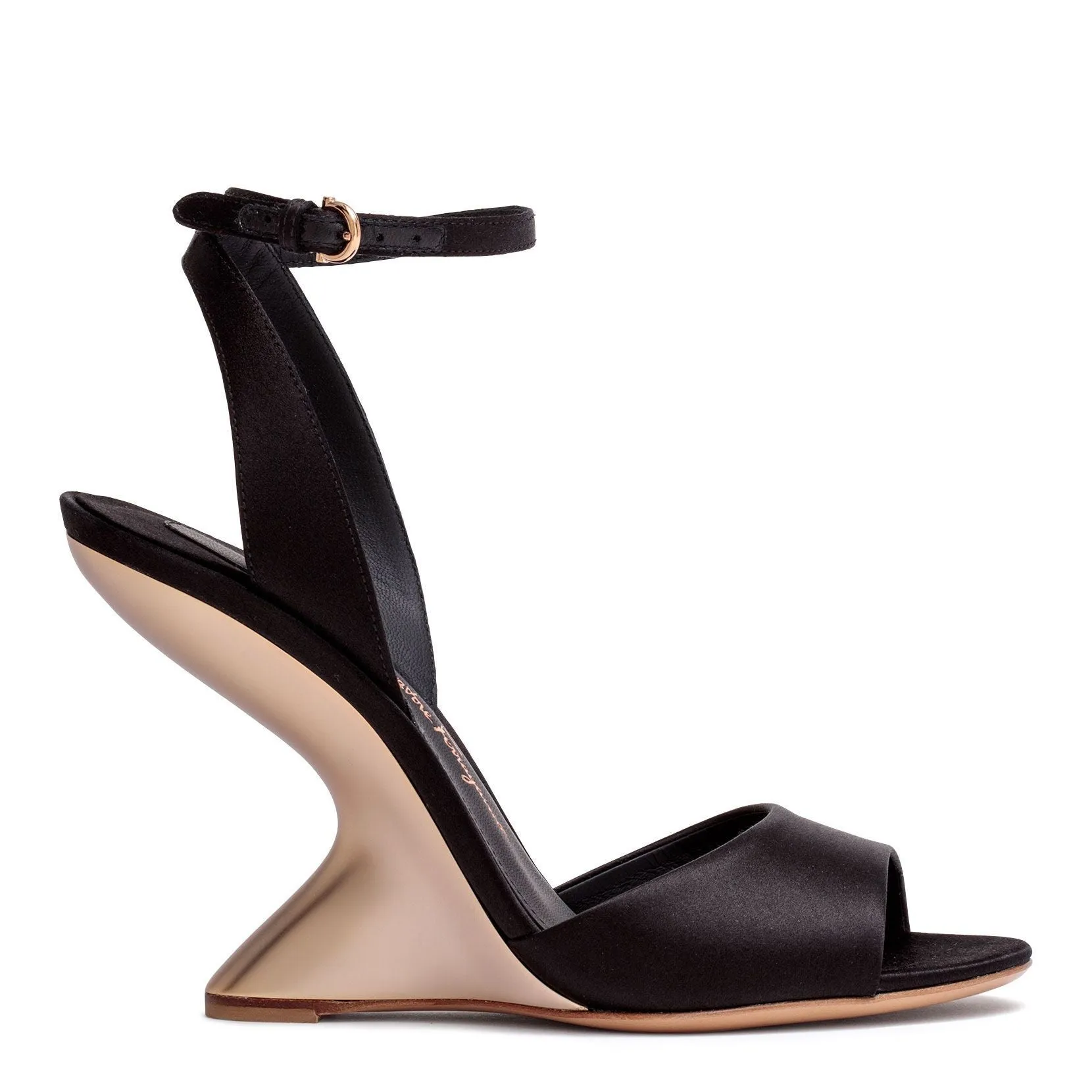 Arsina 105 black satin wedge sandal