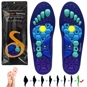 Audasi Magnetic Insoles for Weight Loss, Massage Shoe Insoles Acupuncture Shoe Insoles Orthopedic for Men and Women Plantar Fasciitis Reflexology Acupressure Insoles (M) Blue