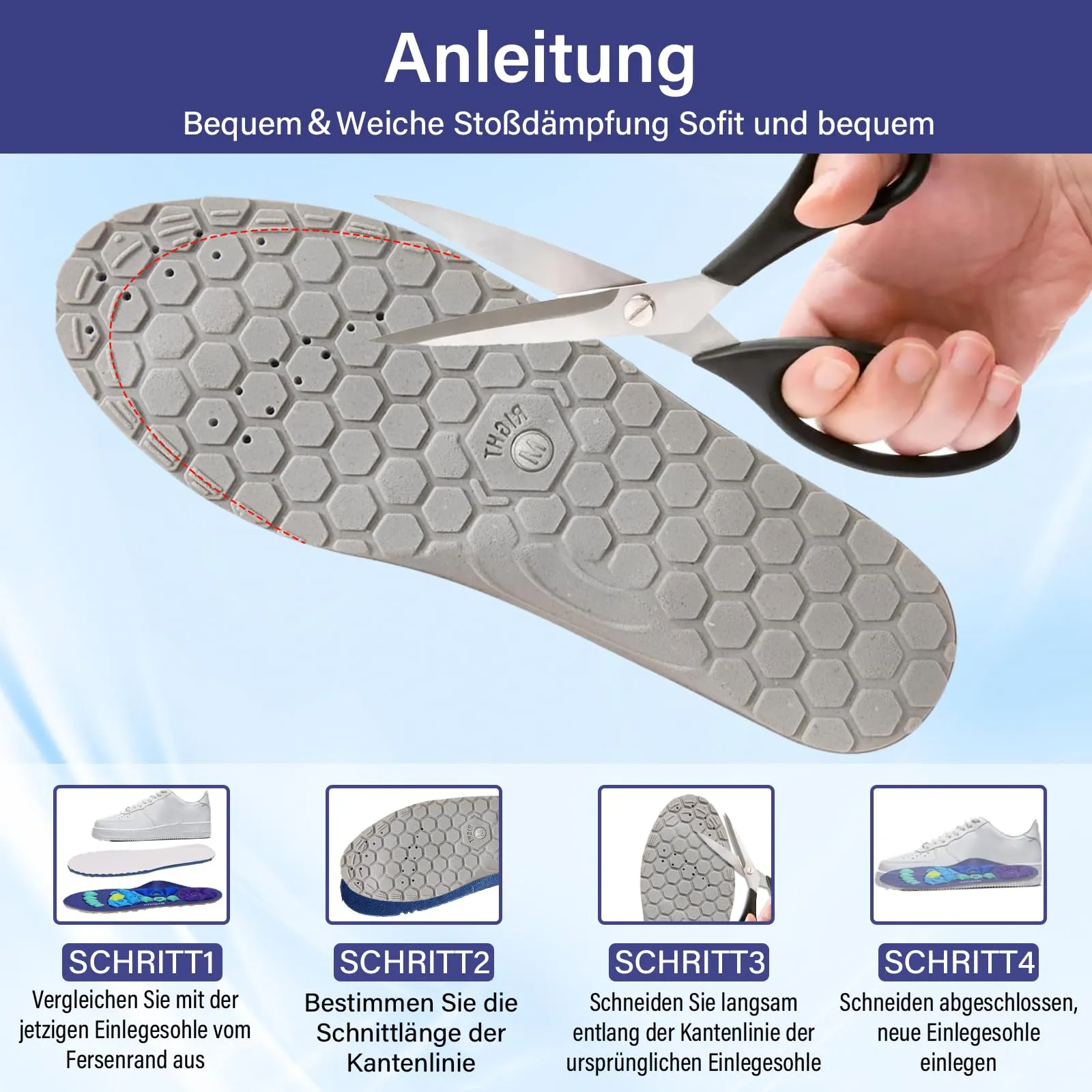 Audasi Magnetic Insoles for Weight Loss, Massage Shoe Insoles Acupuncture Shoe Insoles Orthopedic for Men and Women Plantar Fasciitis Reflexology Acupressure Insoles (M) Blue