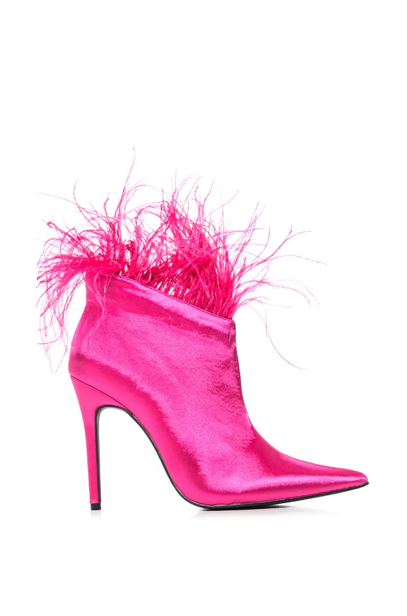 AZALEA WANG KAYLYNN FEATHER BOOTIE IN FUCHSIA