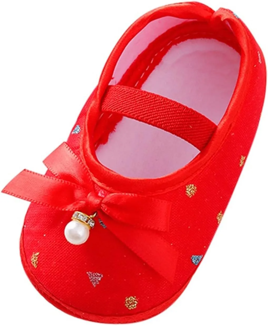 Baby Walking Shoes, Infant Baby Boys Girls Soft Sole Shoes Hanging Pearl Cute Bow Princess Shoes 0-9 Months