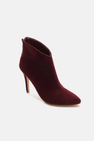 Beast Fashion Suede Stiletto Ankle Booties with Back Zippers