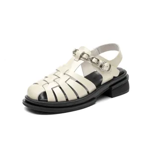 BeauToday Block Heel Gladiator Sandals for Women with Metal Decoration