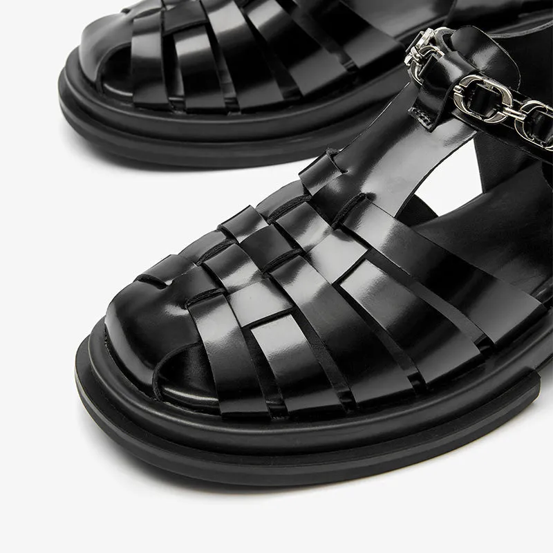 BeauToday Block Heel Gladiator Sandals for Women with Metal Decoration