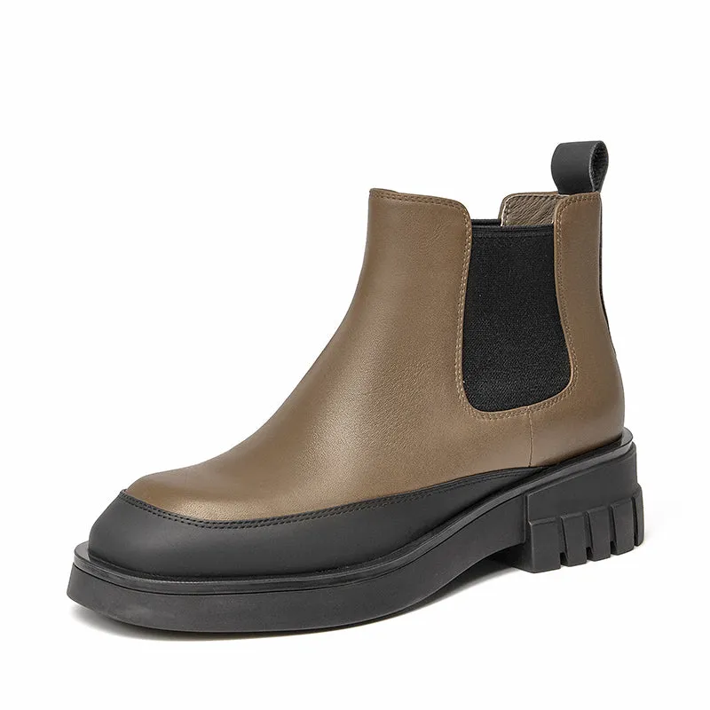 BeauToday Platform Mixed Color Ankle Boots for Women
