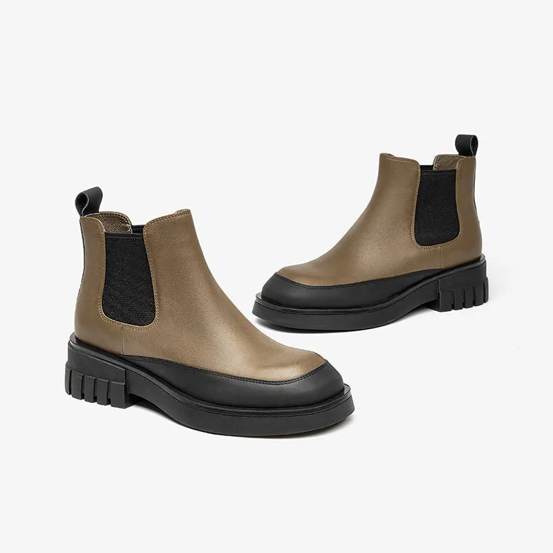 BeauToday Platform Mixed Color Ankle Boots for Women