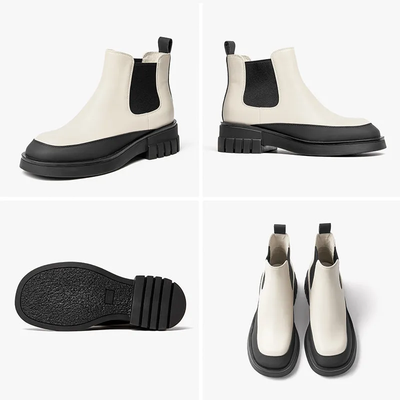 BeauToday Platform Mixed Color Ankle Boots for Women