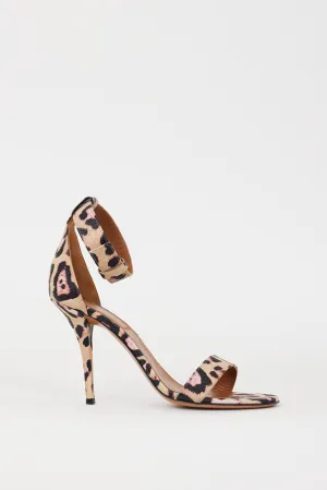 Beige & Multi Printed Leather Infinity Retra Heel