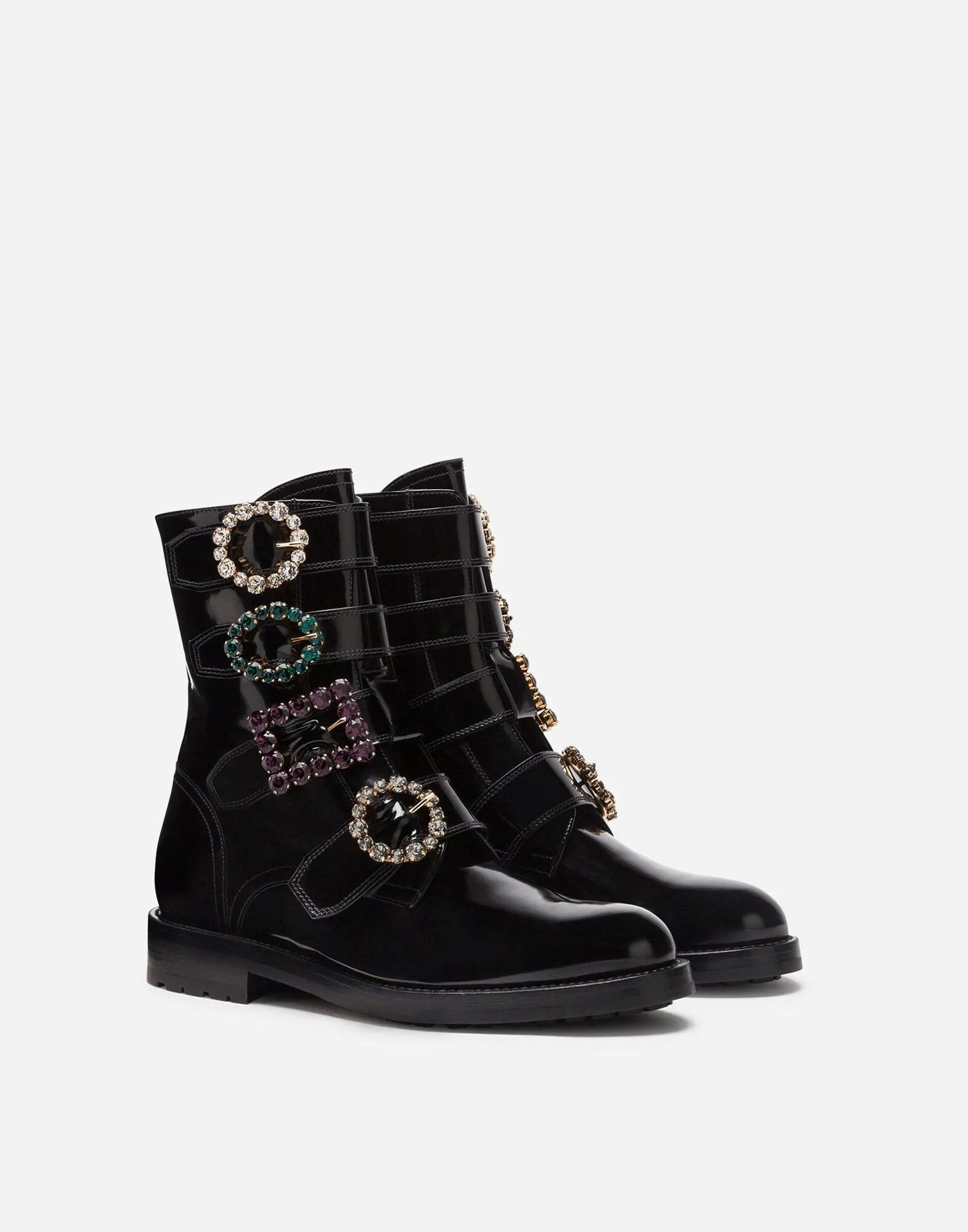 Bejeweled Buckles Combat Boots