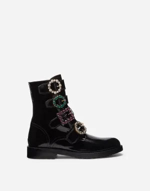 Bejeweled Buckles Combat Boots
