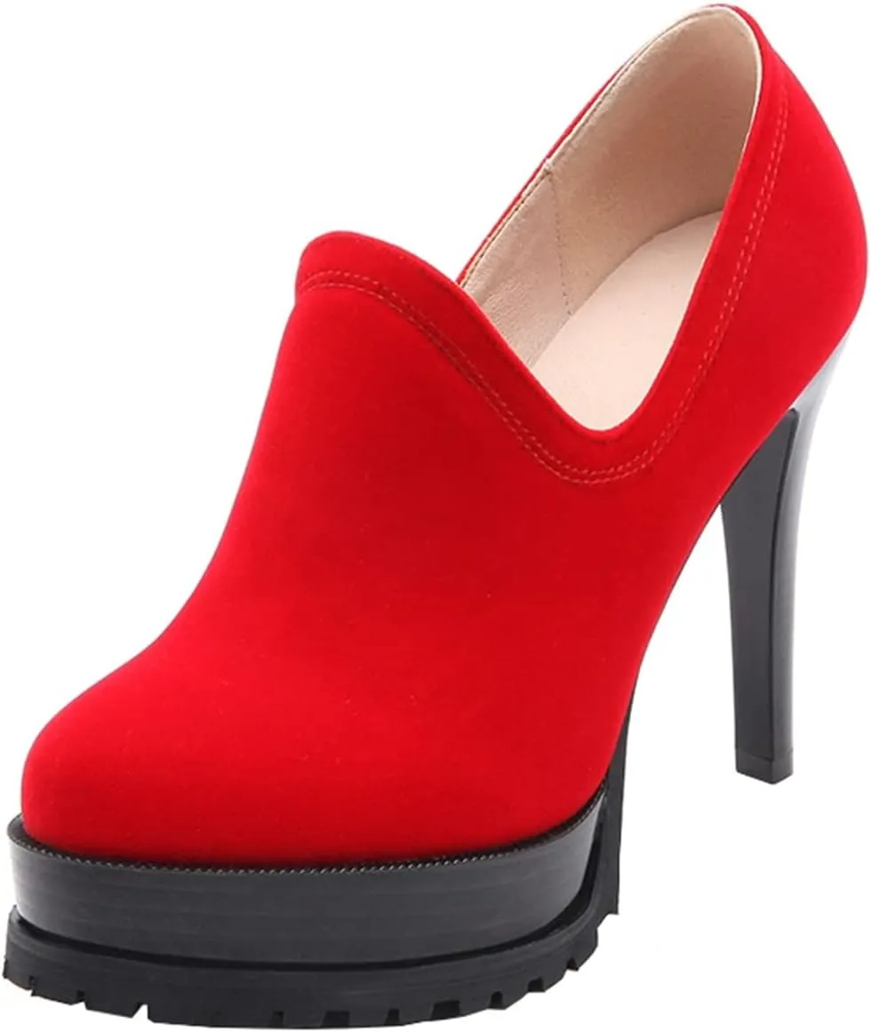 Betastella Women's Stiletto Platform Ankle Booties High Heel Pumps With Side Zip
