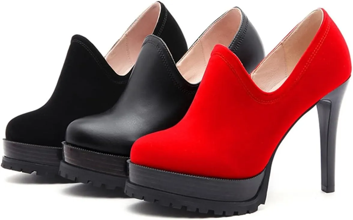 Betastella Women's Stiletto Platform Ankle Booties High Heel Pumps With Side Zip