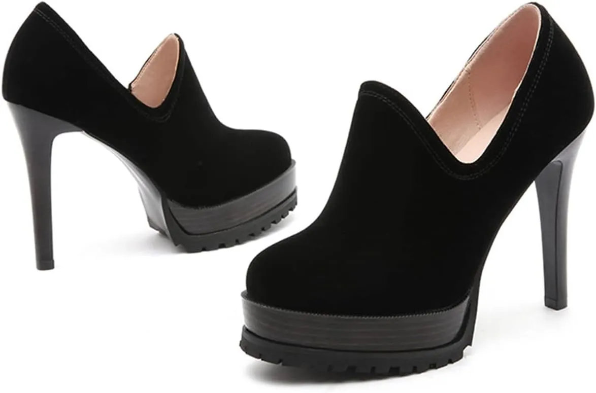 Betastella Women's Stiletto Platform Ankle Booties High Heel Pumps With Side Zip