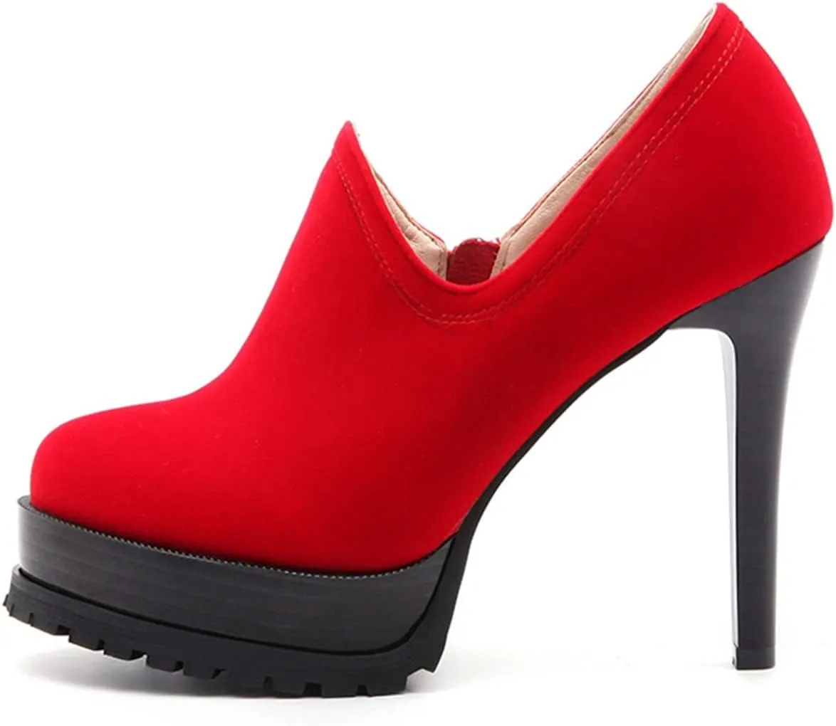 Betastella Women's Stiletto Platform Ankle Booties High Heel Pumps With Side Zip