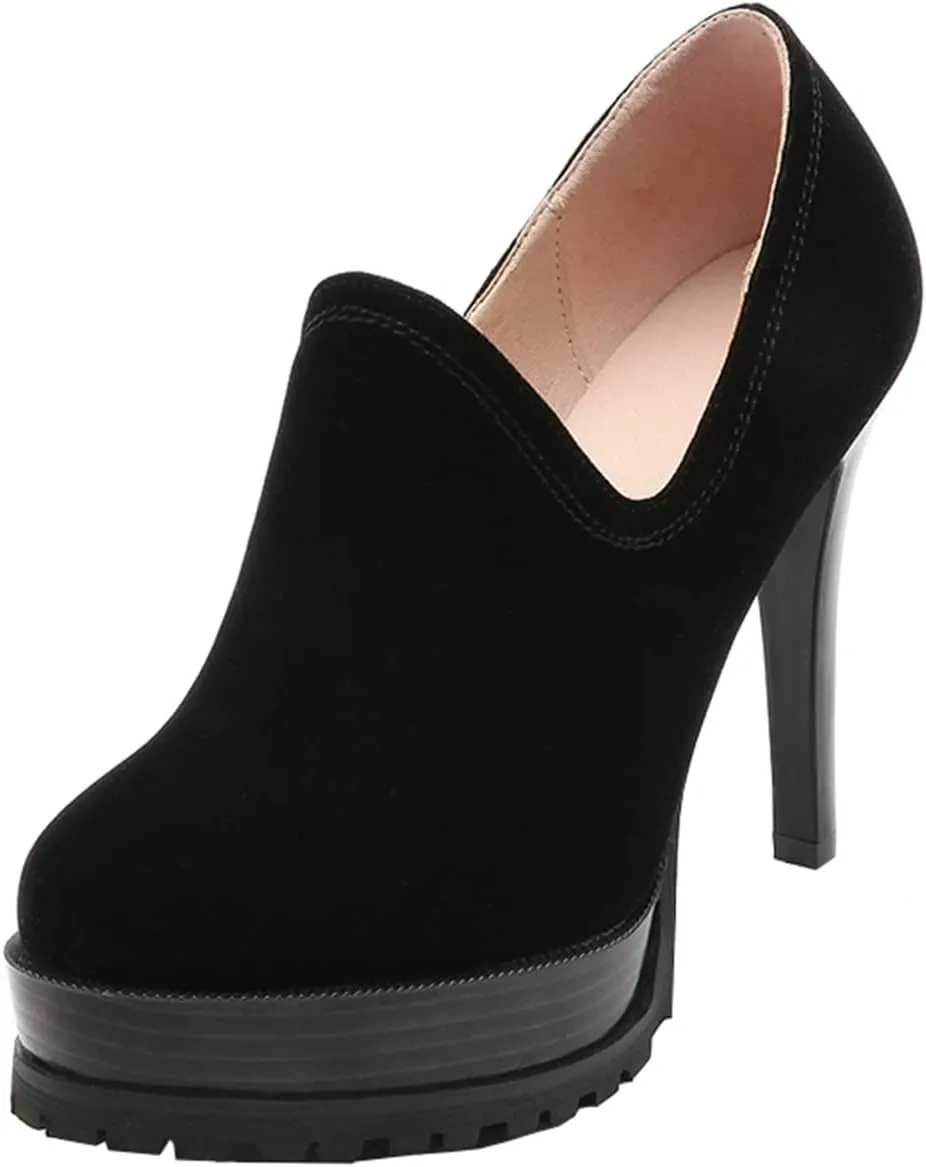 Betastella Women's Stiletto Platform Ankle Booties High Heel Pumps With Side Zip
