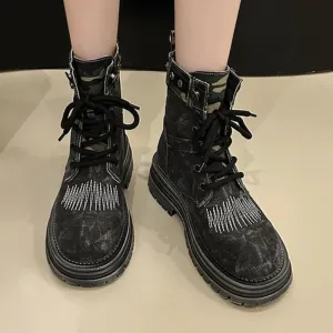 binfenxie  -  Winter Women Workwear Boots Women Ankle Boots Platform Chunky Mid Heels Shoes New Fashion Trend Goth Retro Motorcycle Boots