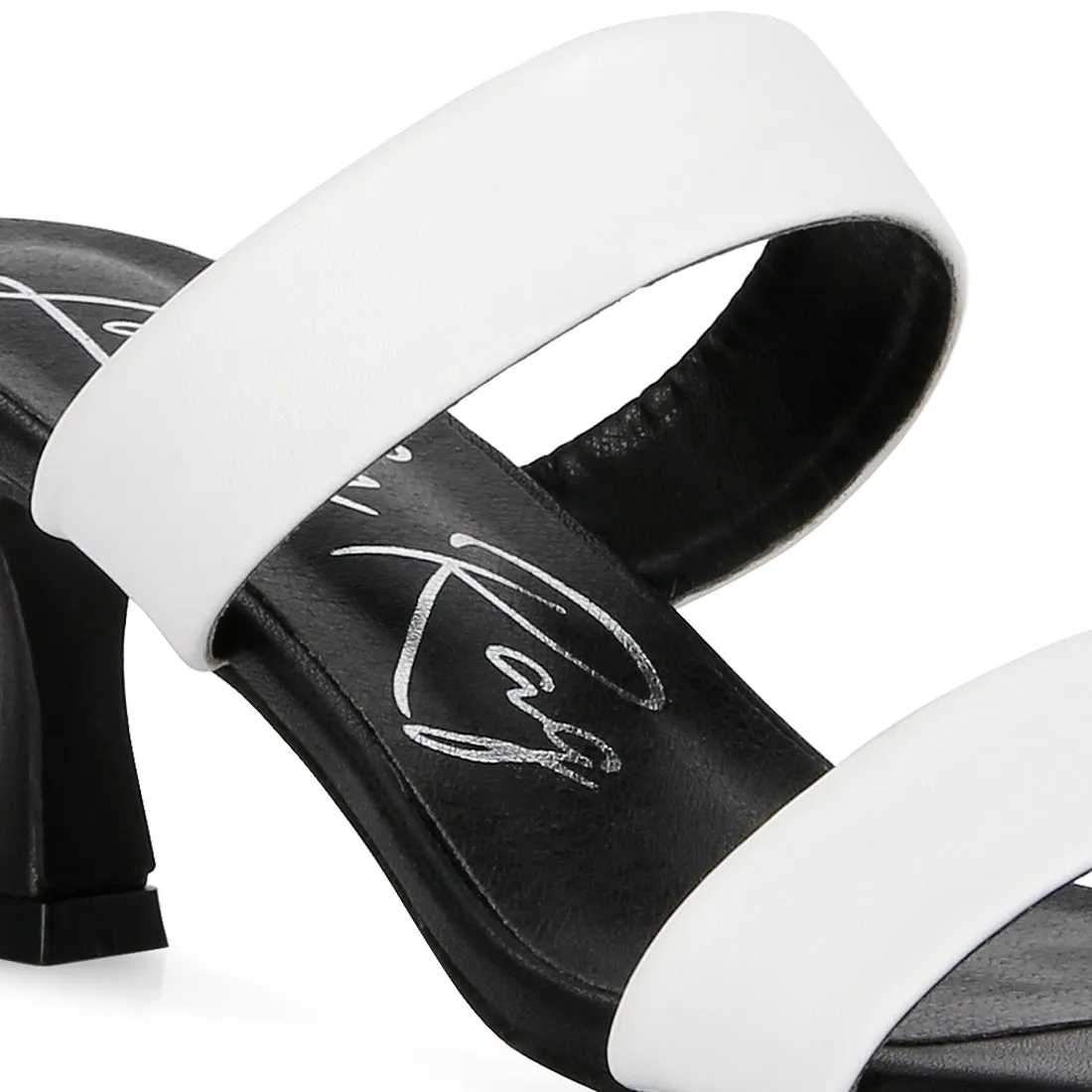 Black & White  Mid Heel Sandals