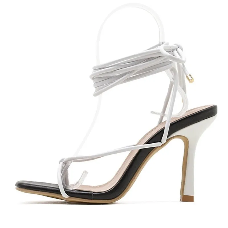 Black and White Strappy Heels