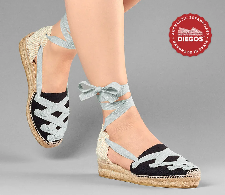 Black Lola low wedge Pamplona espadrilles