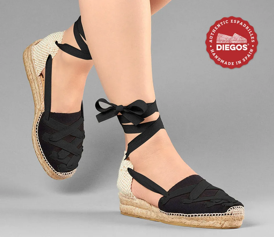 Black Lola low wedge Pamplona espadrilles