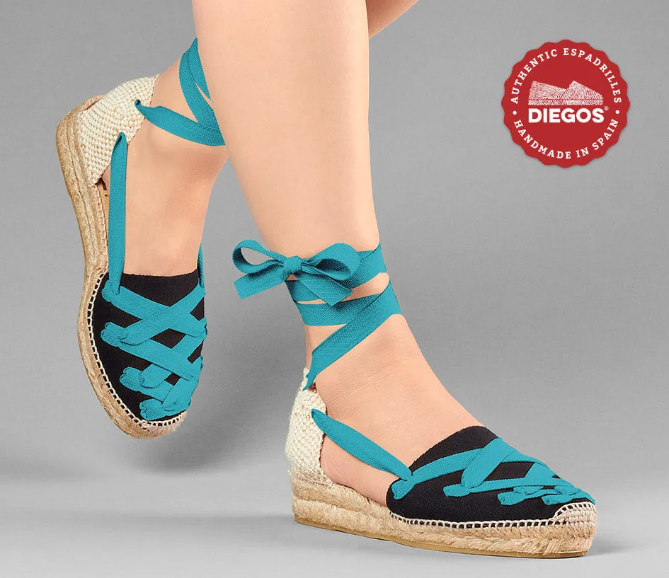Black Lola low wedge Pamplona espadrilles