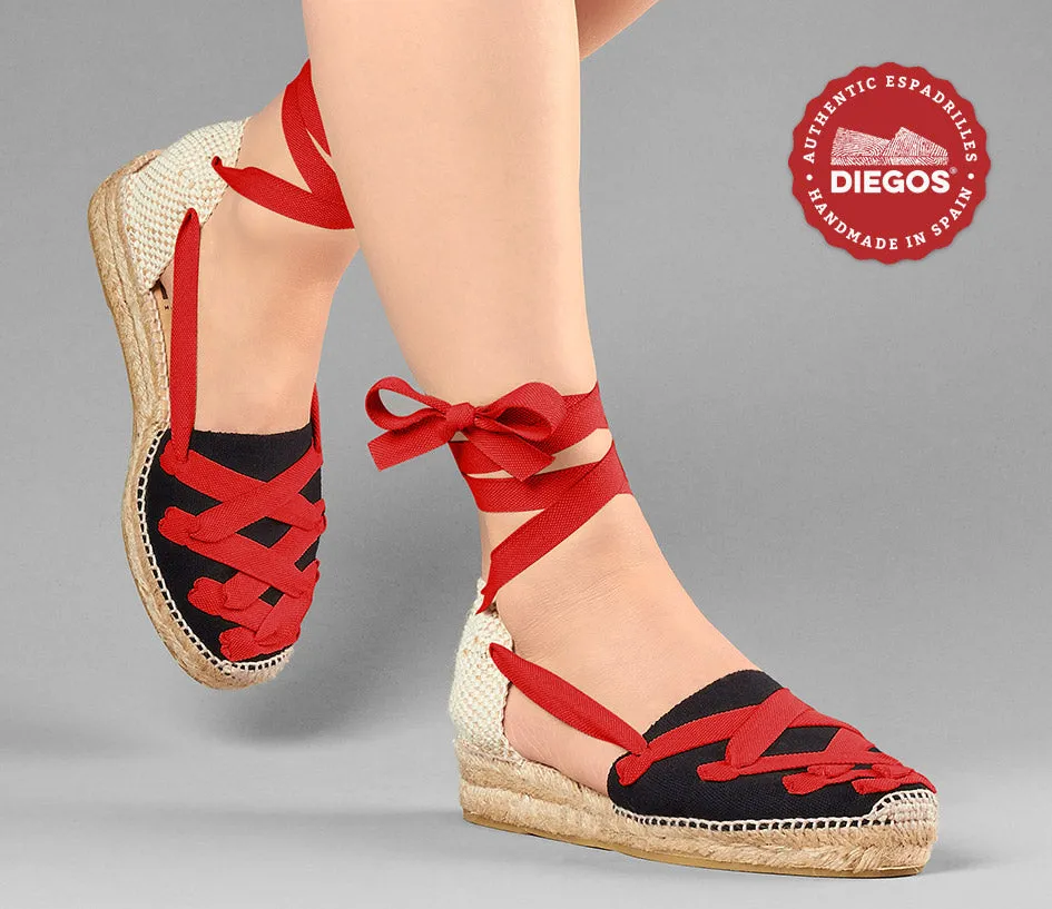 Black Lola low wedge Pamplona espadrilles